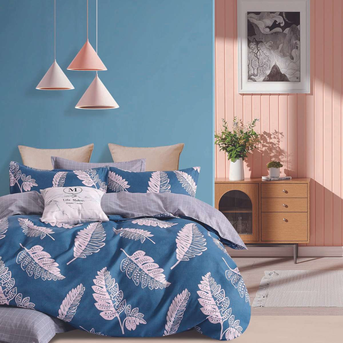 bed sheet set soft series blue