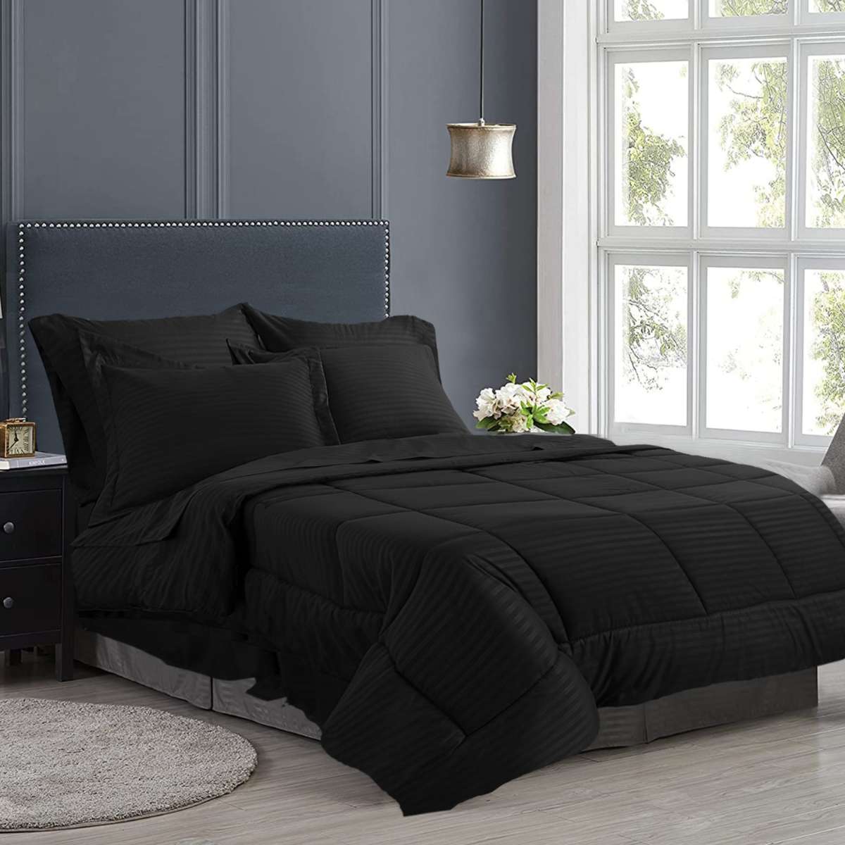 silky soft bed sheet comforter set black